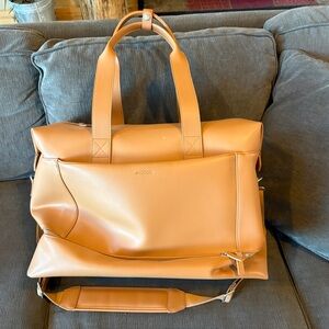 Monos Tan Leather Weekender Bag